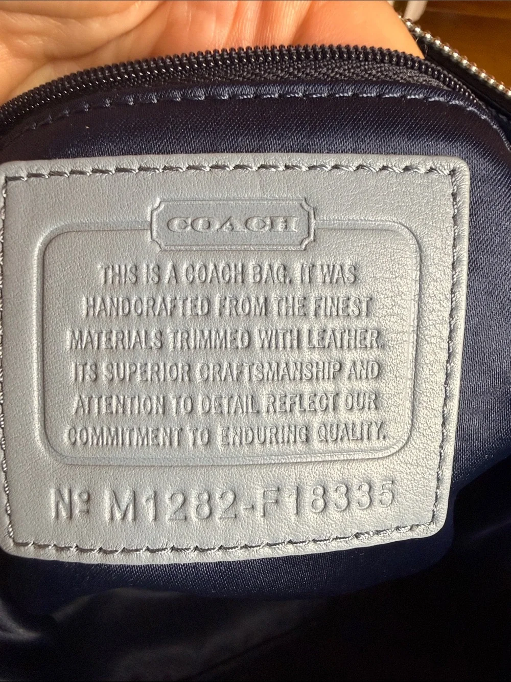 Coach F18335 Laura Op Art Tote Blue Patent Leather Signature EUC Large
